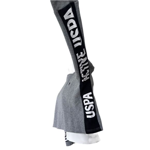 U.S. Polo Assn. Women’s Gray Active Cropped Long Sleeve Sweatshirt Size Small - Picture 2 of 8